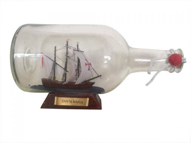 Santa Maria Model Ship in a Glass Bottle 9
