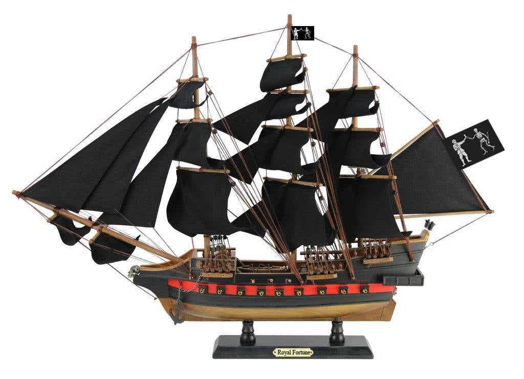 Wooden Black Bart's Royal Fortune Black Sails Limited Model Pirate Ship 26