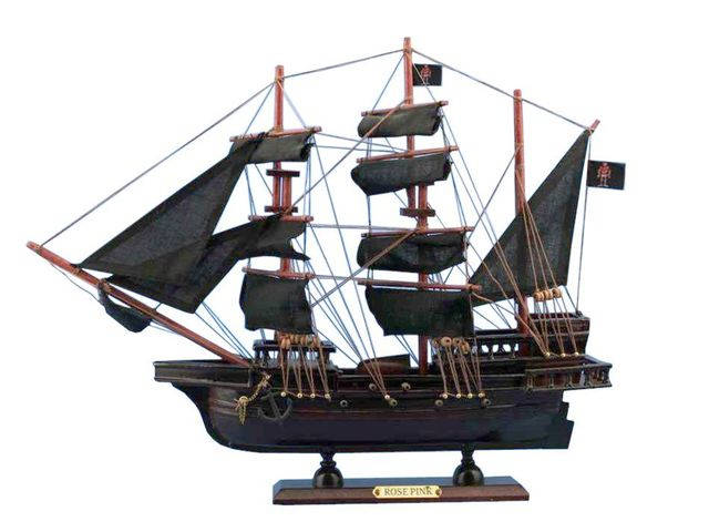 Wooden Ed Low's Rose Pink Model Pirate Ship 20