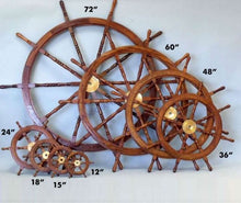 Load image into Gallery viewer, ﻿﻿Deluxe Class Wood and Brass Decorative Ship Wheel 30&quot;